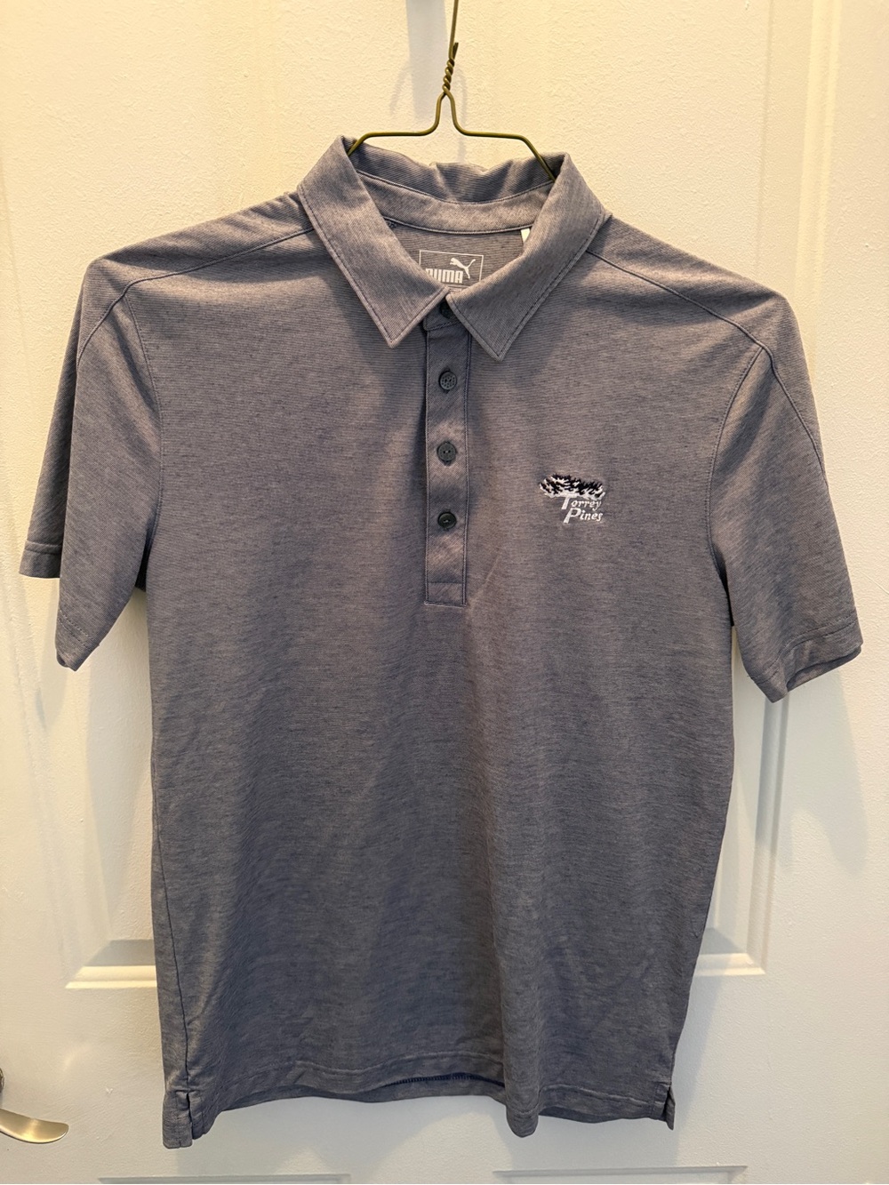 Puma Golf Polo Shirt Gray Performance Short Sleeve Terry Pines Men’s Small